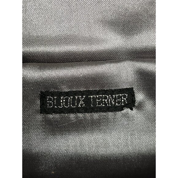 Bijoux Terner Silver Beaded Evening Bag – Rhinestone Accent, Beaded Chain Strap, - Picture 5 of 6